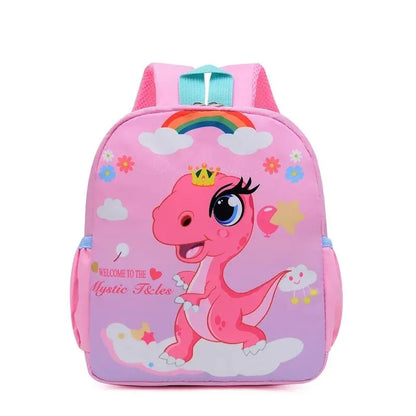 Mochila 🎒 Infantil para Niños de Dinosaurio Rosado