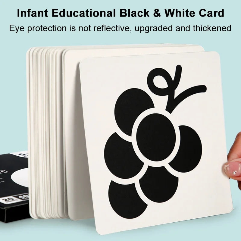 Tarjetas Montessori de Estimulación Visual 0 a 3 Meses Blanco y Negro