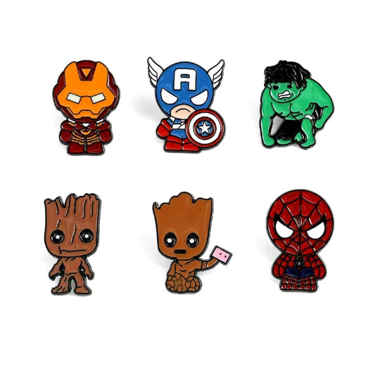 Pins Broches Alfileres Insignias de Metal Para Ropa de Avengers 6uds.