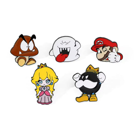 Pins Broches Alfileres Insignias de Metal Para Ropa de Mario Bros 5uds.