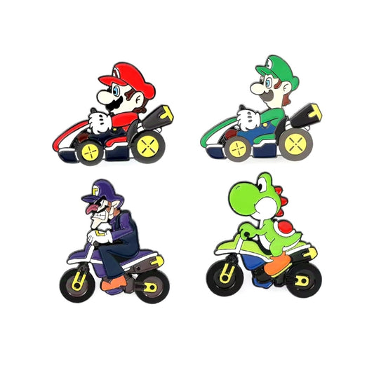 Pins Broches Alfileres Insignias de Metal Para Ropa de Mario Kart 4uds.