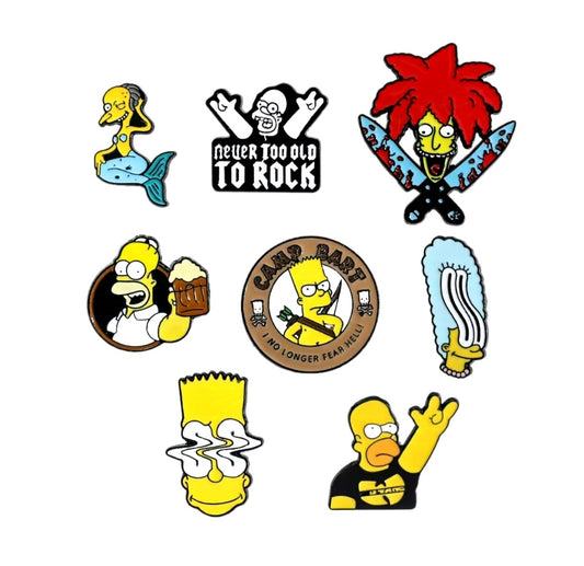 Pins Broches Alfileres Insignias de Metal Para Ropa de Homero Los Simpsons 8uds.