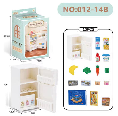 Mini Refrigerador Fridge Blanco Mueble Cocina Casa Muñecas con Accesorios