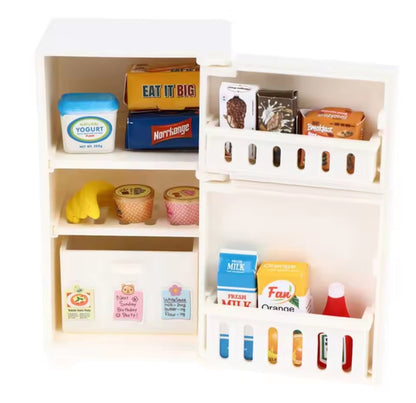 Mini Refrigerador Fridge Blanco Mueble Cocina Casa Muñecas con Accesorios