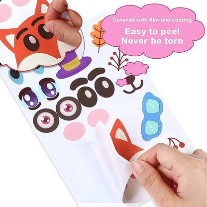 Stickers Pegatinas Rompecabezas DIY Cara de Animales 12 Hojas