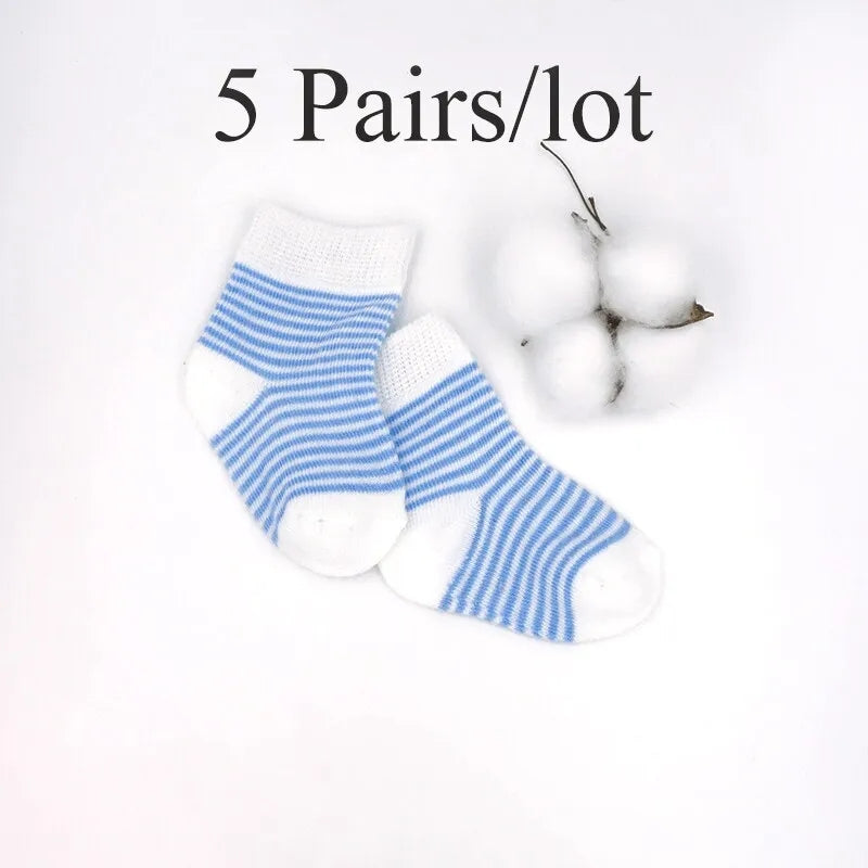 Conjunto de 5 Pares de Calcetines Rallas Azules 0 - 6 Meses