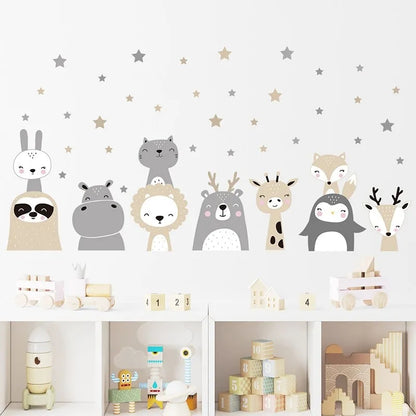 Sticker Vinilo Decorativo para la Pared Animales del Bosque Horizontal