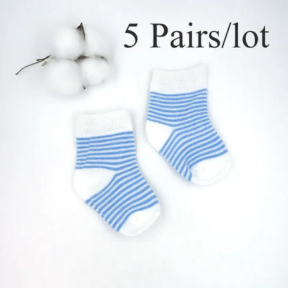 Conjunto de 5 Pares de Calcetines Rallas Azules 0 - 6 Meses