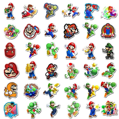 Sticker Pegatinas Nintendo Mario Bros Yoshi Luigi 50uds.