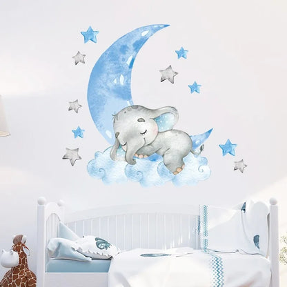 Sticker Vinilo Decorativo para la Pared Elefante Durmiente Luna