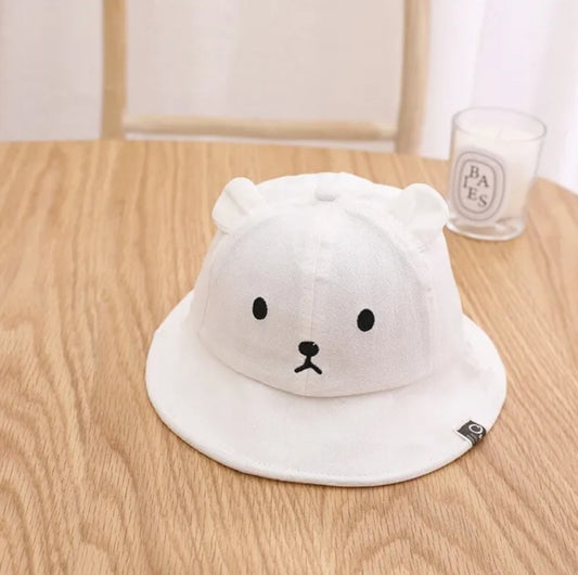 Sombrero Gorro Bebé con Orejas Osito Blanco Talla S