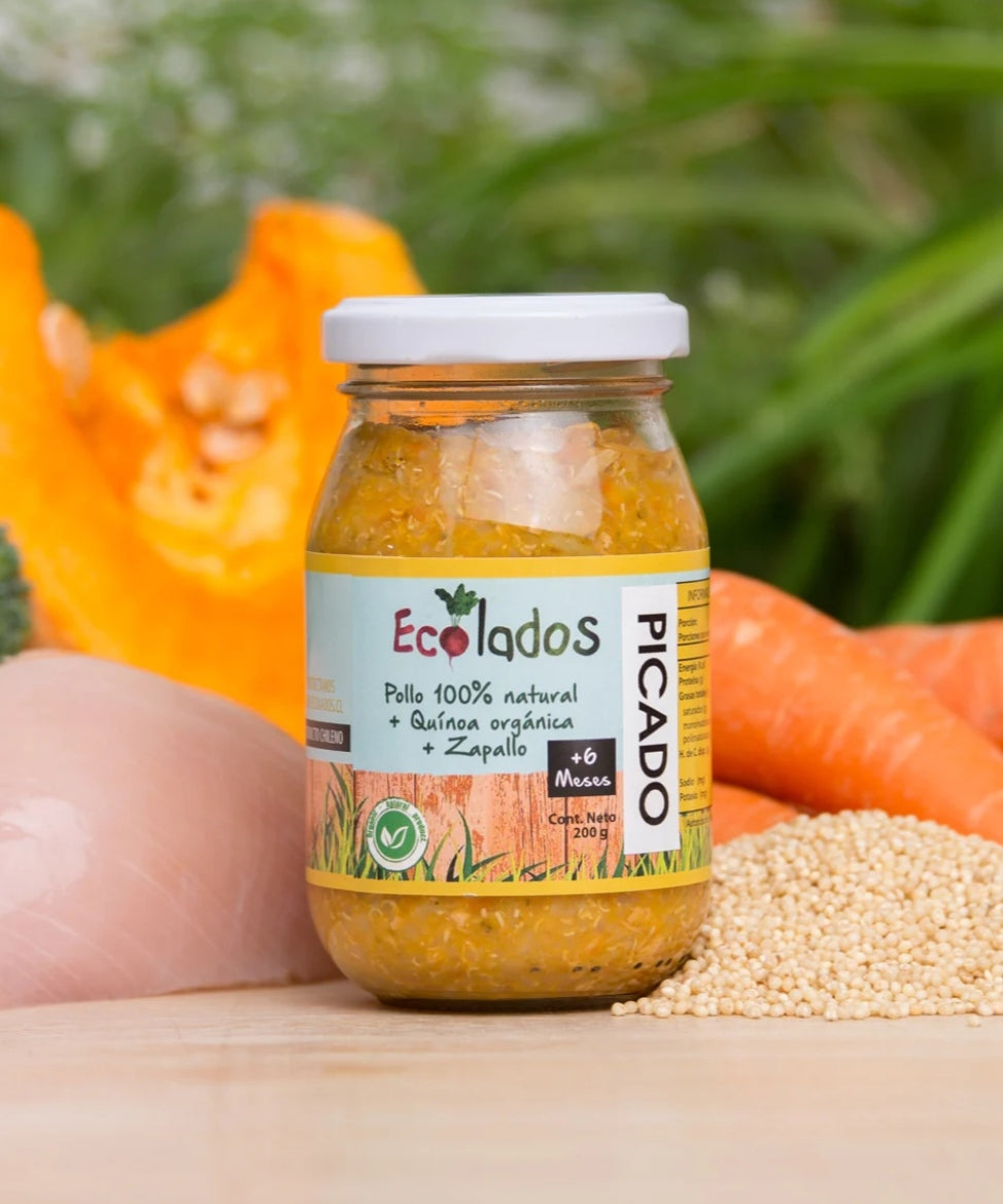 Picado Ecolados de Pollo 100% Natural, Quinoa y Zapallo 200gr.