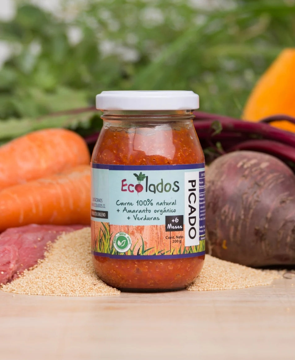 Picado Ecolados de Carne 100% Natural, Amaranto y Verduras 200gr.