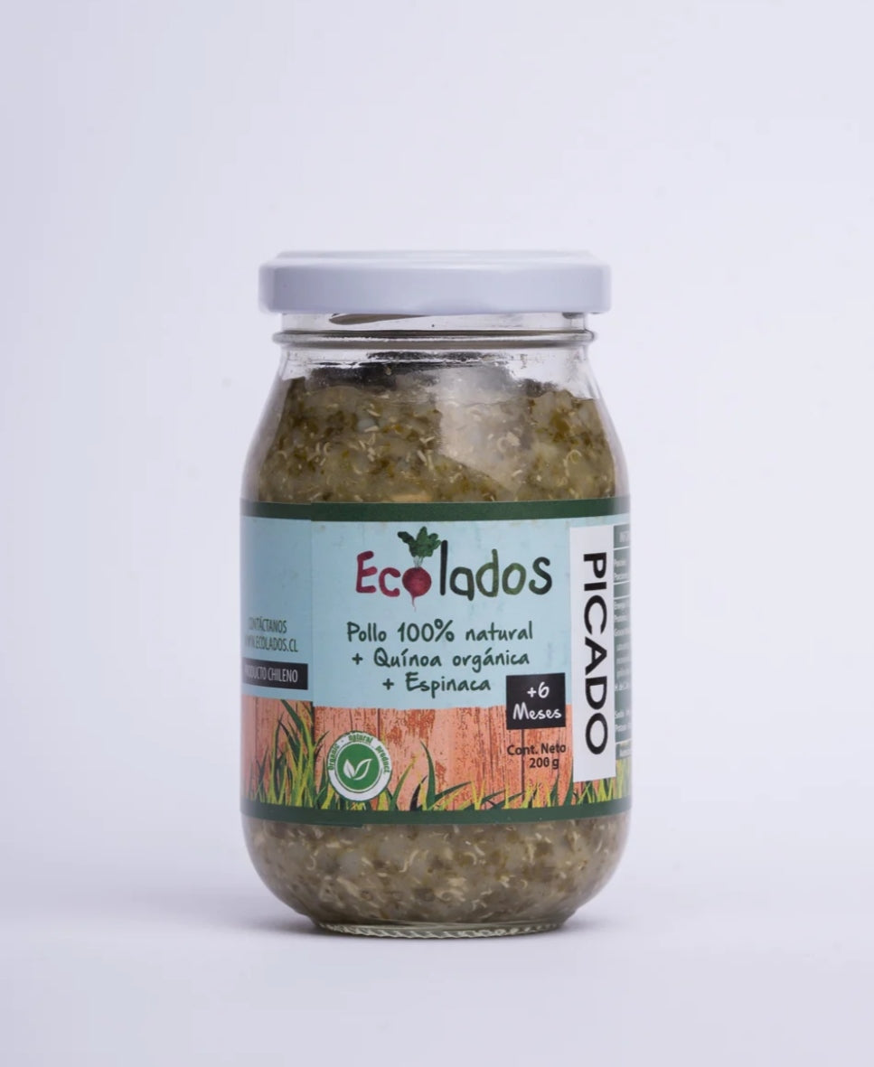 Picado Ecolados de Pollo 100% Natural, Quinoa y Espinaca 200gr.