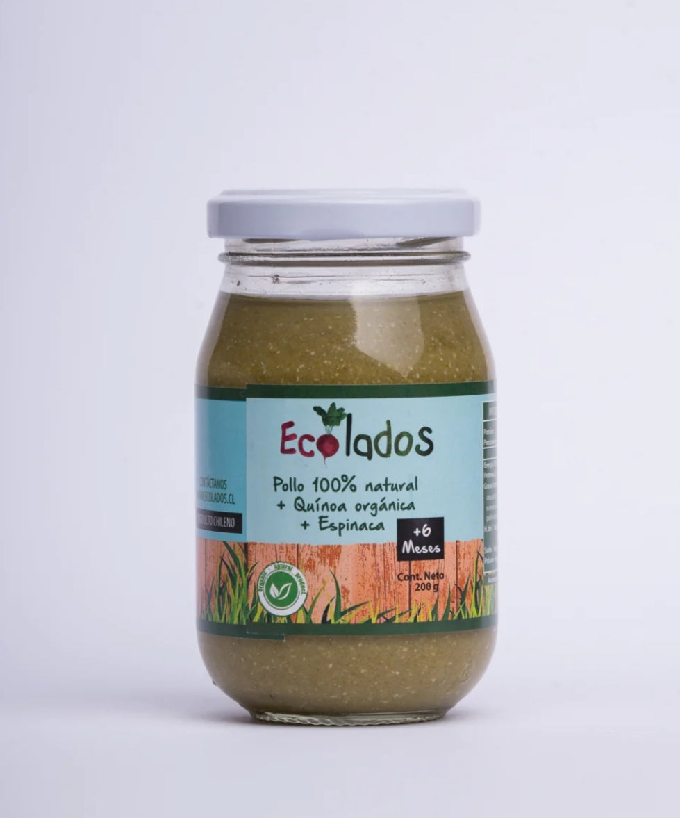 Colado Ecolados de Pollo 100% Natural, Quinoa y Espinaca 200gr.