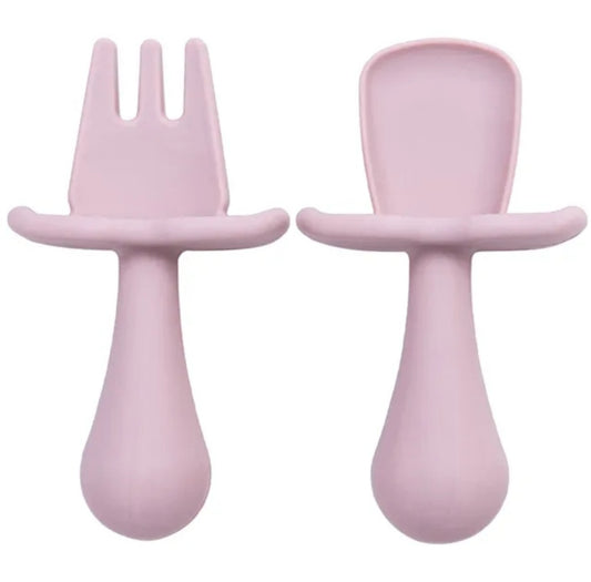 Set de Cubiertos de Silicona Tenedor y Cuchara Rosa