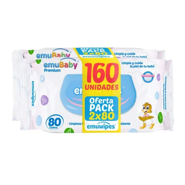 Emubaby Toallas Húmedas Premium Pack x 2 160uds. Tapa Dura