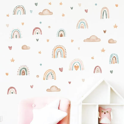 Stickers Pegatinas Decorativas Arcoiris Nubes Estrellas