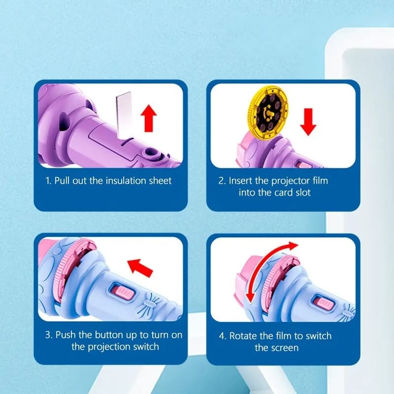 Linterna de Proyección Dibujos Animados Rosada