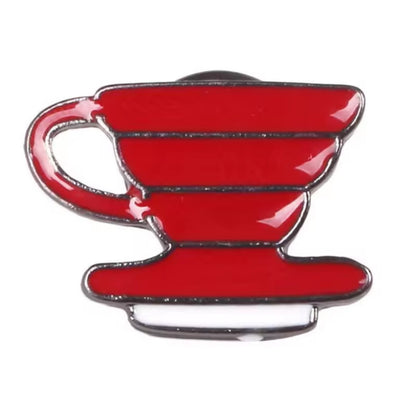 Pin Broche Alfiler Insignia de Metal Para Ropa de Cafe Rojo