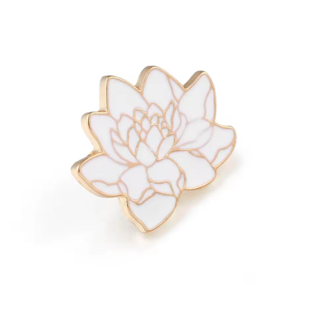 Pin Broche Alfiler Insignia de Metal Para Ropa de Rosa Flor Blanca