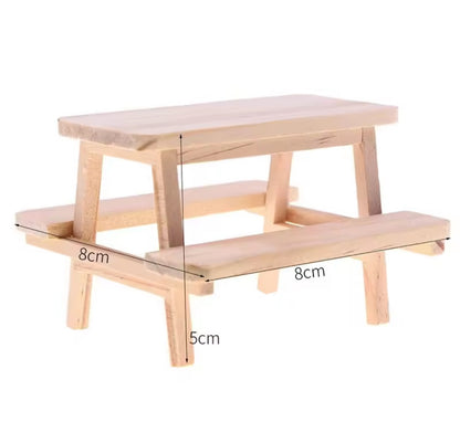 Mini Mesa Madera Decoracion Jardin Casa Muñecas 1ud.