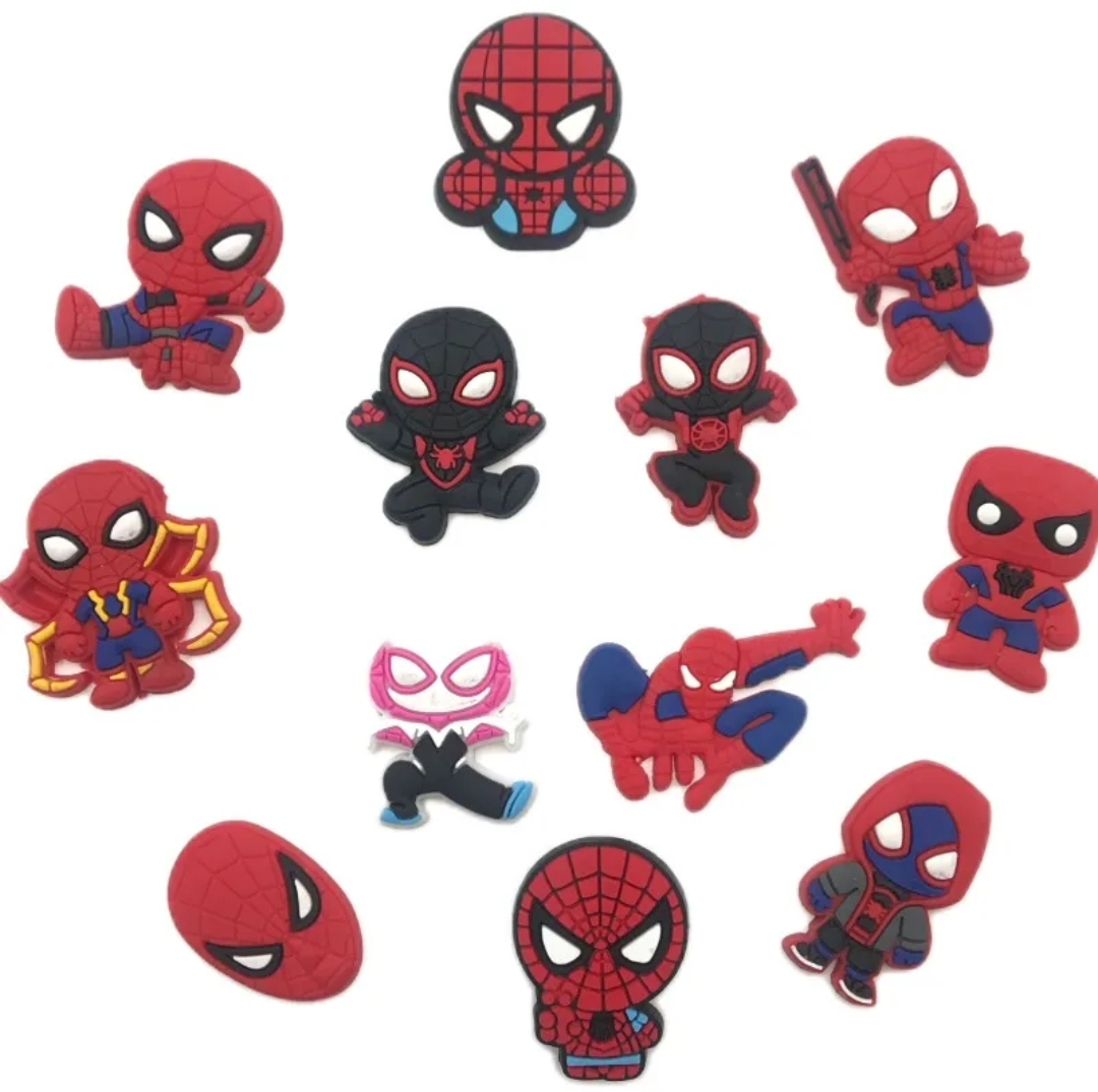 Dijes Charms Pins para Zapatos Crocs de Spiderman 12uds.