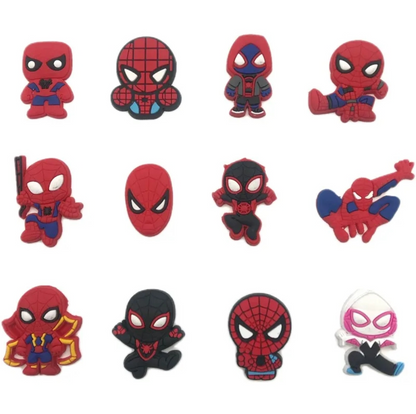 Dijes Charms Pins para Zapatos Crocs de Spiderman 12uds.