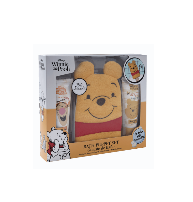 Estuche Winnie Pooh Set de Baño Guante + Shampoo + Jabon