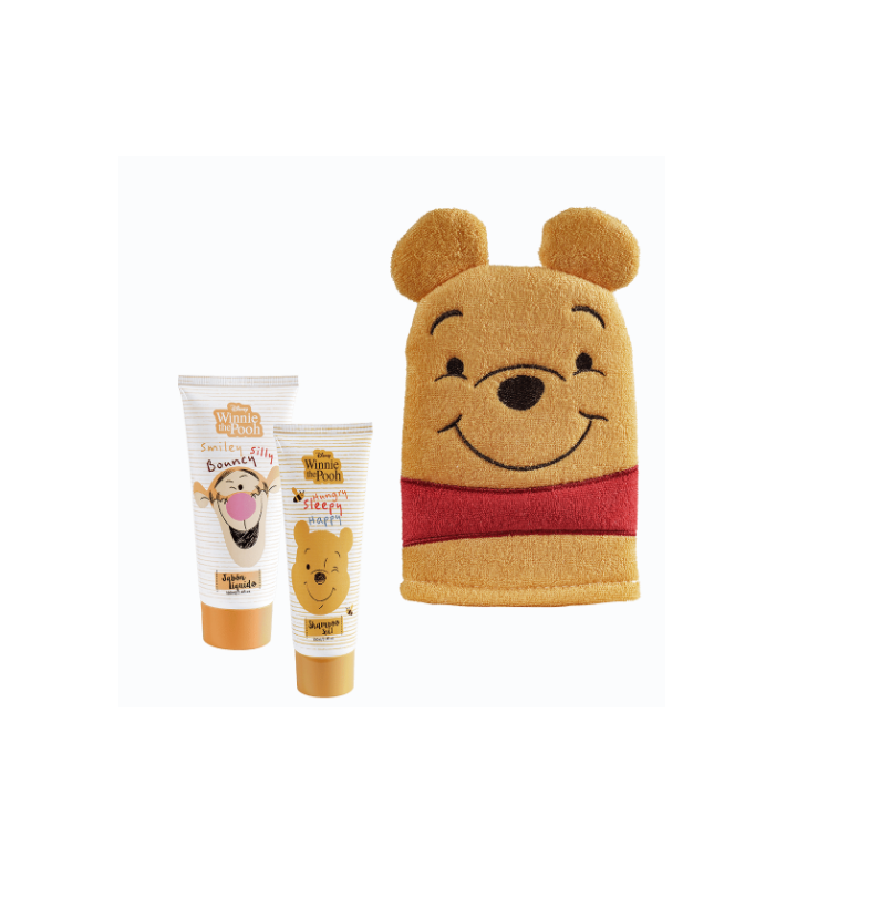 Estuche Winnie Pooh Set de Baño Guante + Shampoo + Jabon